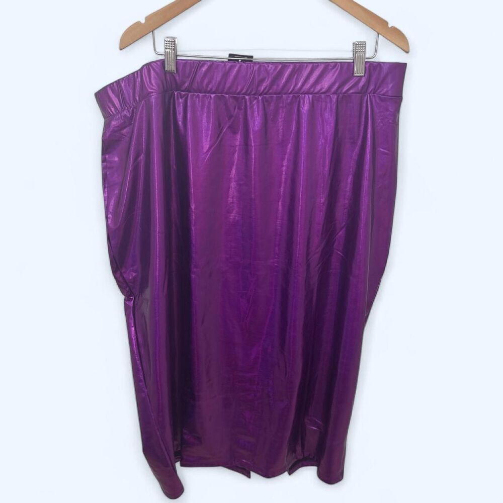 Ashley Stewart Purple Iridescent Metallic Pencil Midi Skirt NWT Size 22